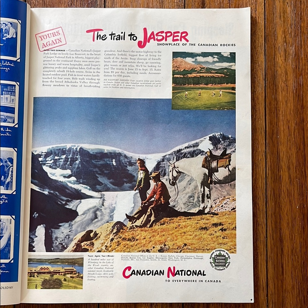 Vintage Canadian National Rockies Advertisement - Jasper